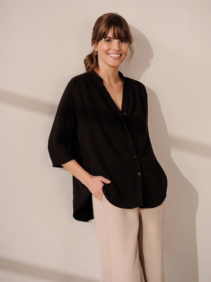 3/4 Sleeve Relaxed Button Down
