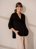 3/4 Sleeve Relaxed Button Down