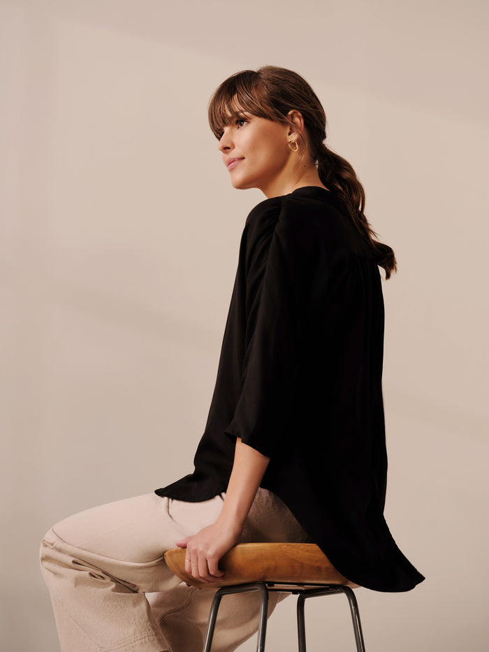 3/4 Sleeve Relaxed Button Down