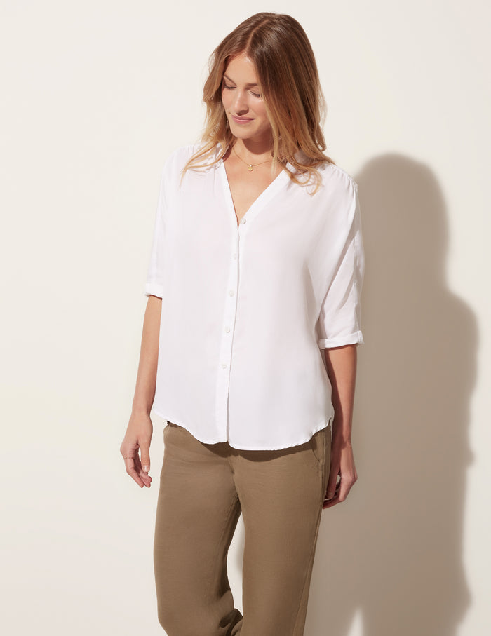 3/4 Sleeve Relaxed Button Down