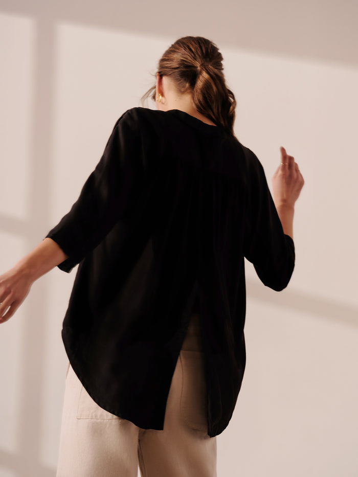 3/4 Sleeve Relaxed Button Down