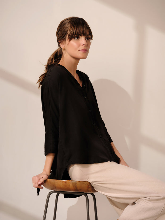 3/4 Sleeve Relaxed Button Down