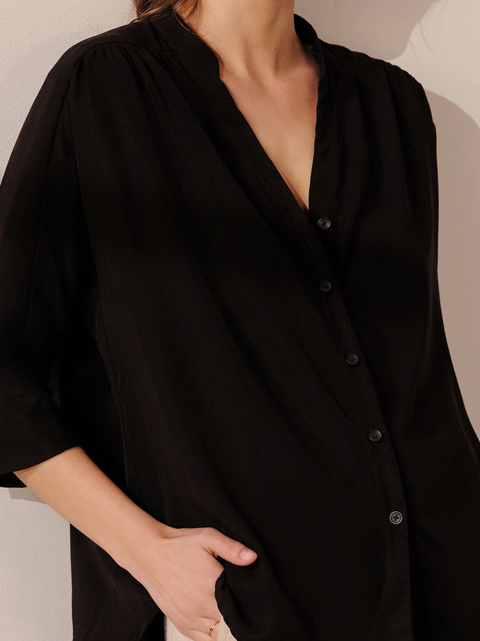 3/4 Sleeve Relaxed Button Down