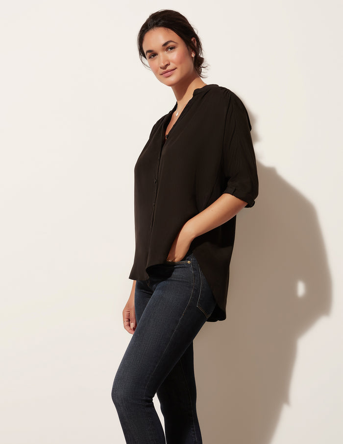 3/4 Sleeve Relaxed Button Down