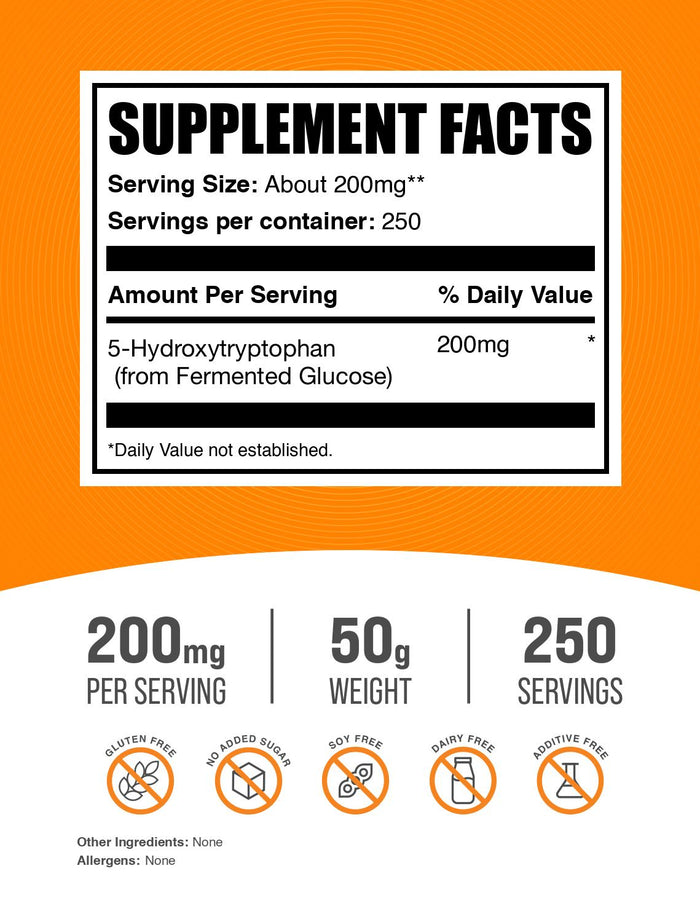 5-HTP Powder 50g Label