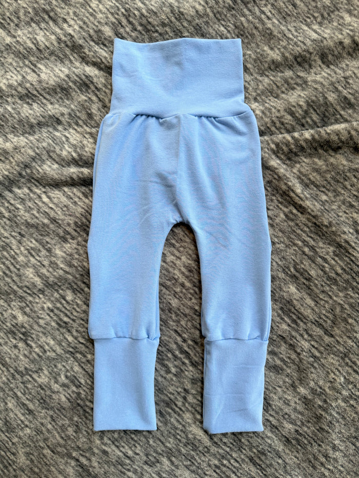 Solid Serenity Blue 3-12m Miniloones Maxaloones Grow with me pants