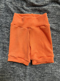 Solid Tangerine Orange 3-6yr Shortie shorts (longer length)