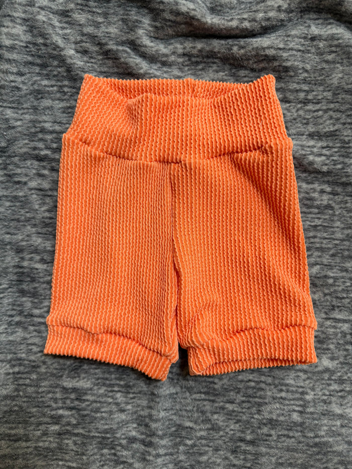 Solid Tangerine Orange 3-6yr Shortie shorts (longer length)