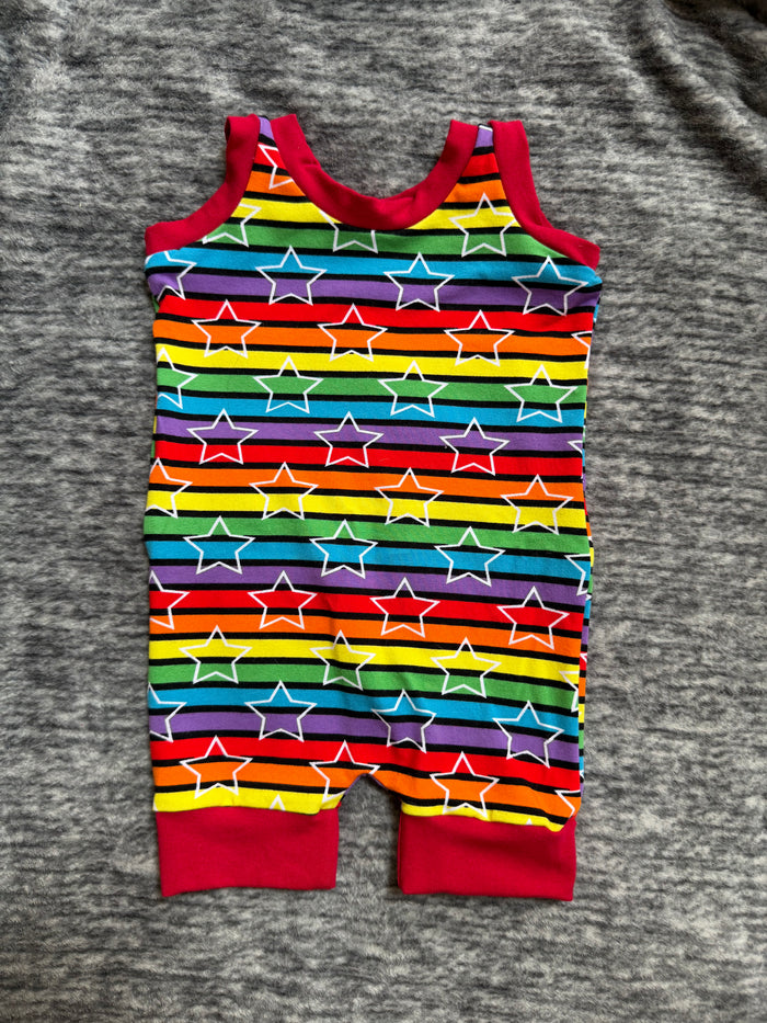6m Rainbow Stripe Stars Shorts Romper