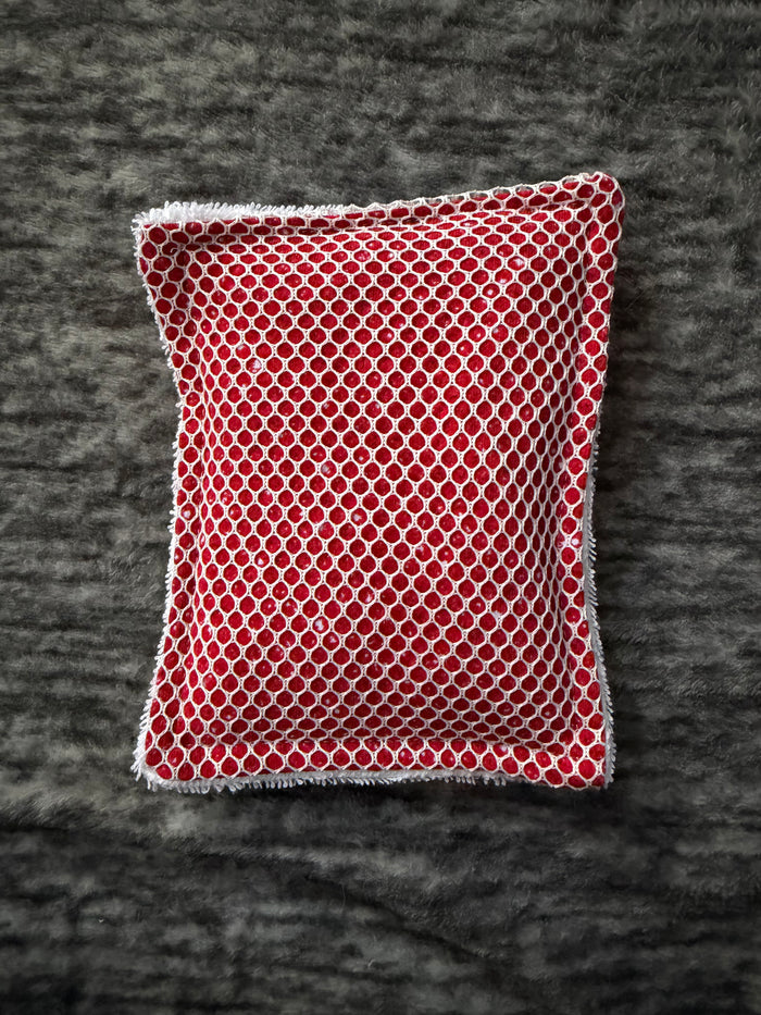 Red “glitter” reusable dish scrubber sponge