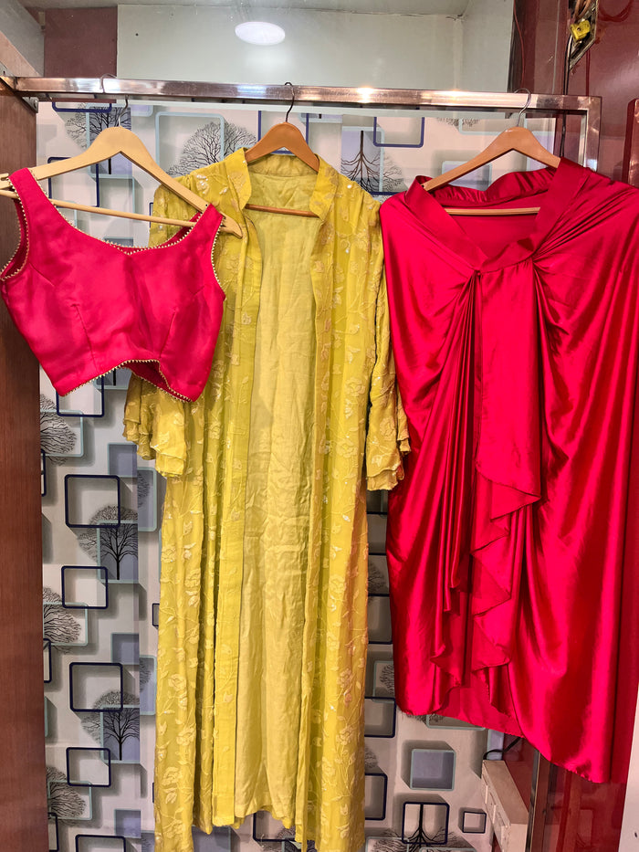 Drape dress with long cape
