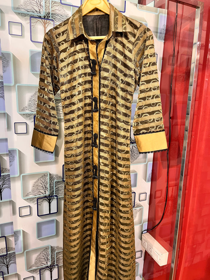 Black and golden striped Kurta dress