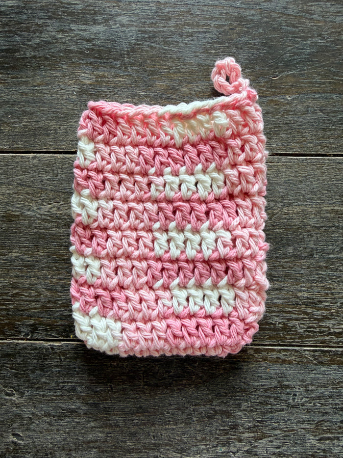 Pink & White Cotton Crochet Soap Saver