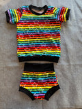 Rainbow Star Stripe  12-18m Tshirt & Bummies Outfit