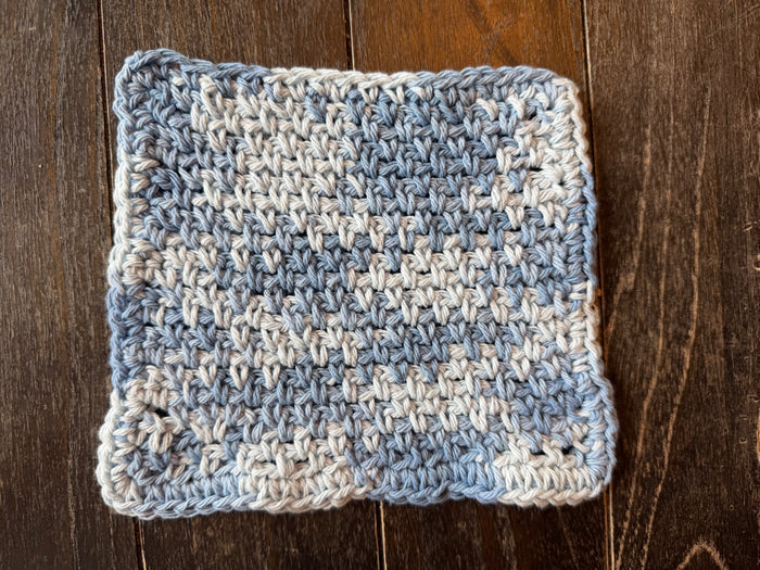 Blues Basket Weave Cotton Washcloth