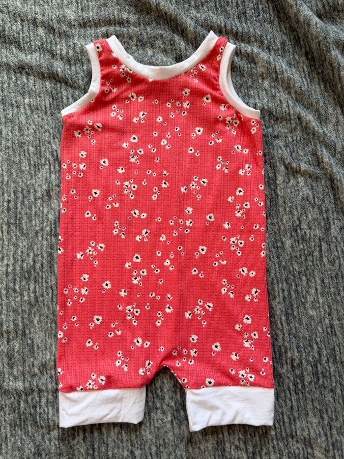 Tiny Floral on Coral 4t Shorts Romper