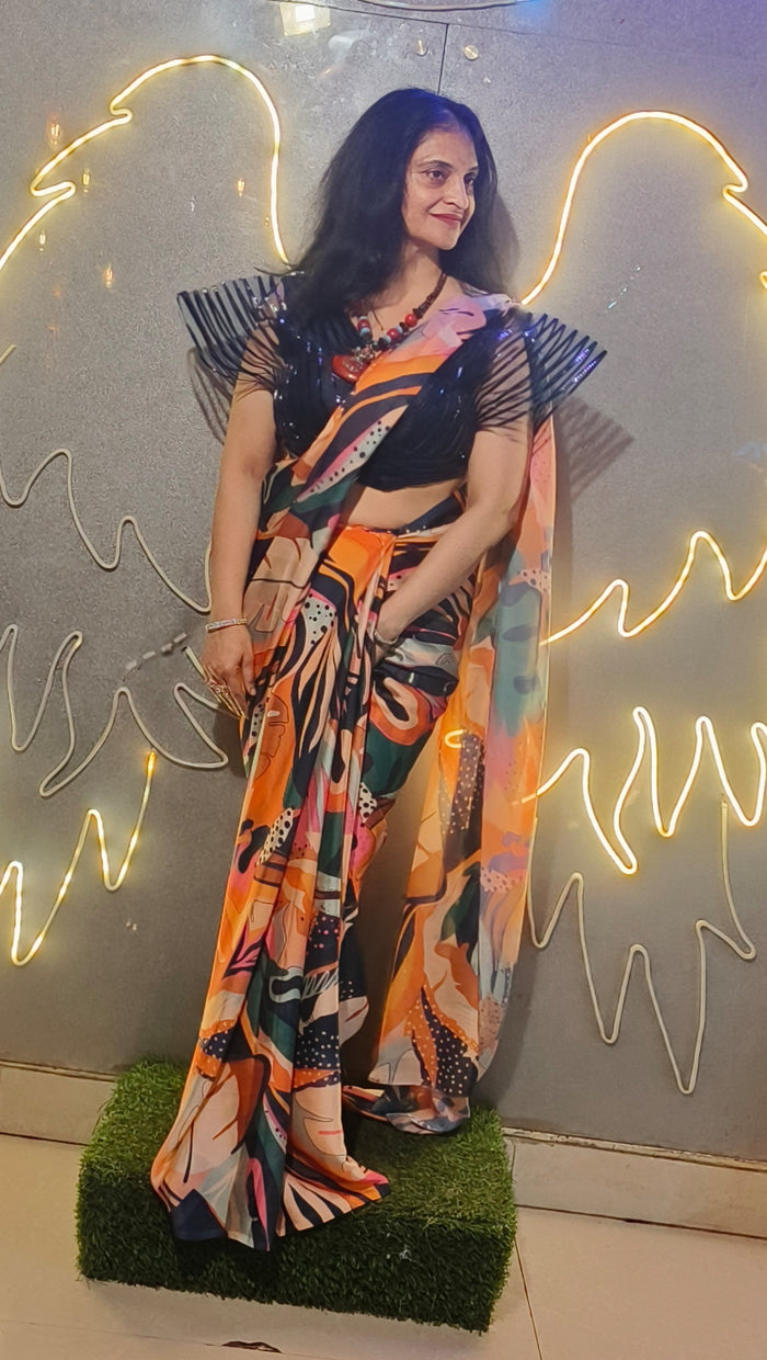 Abstract Print Saree