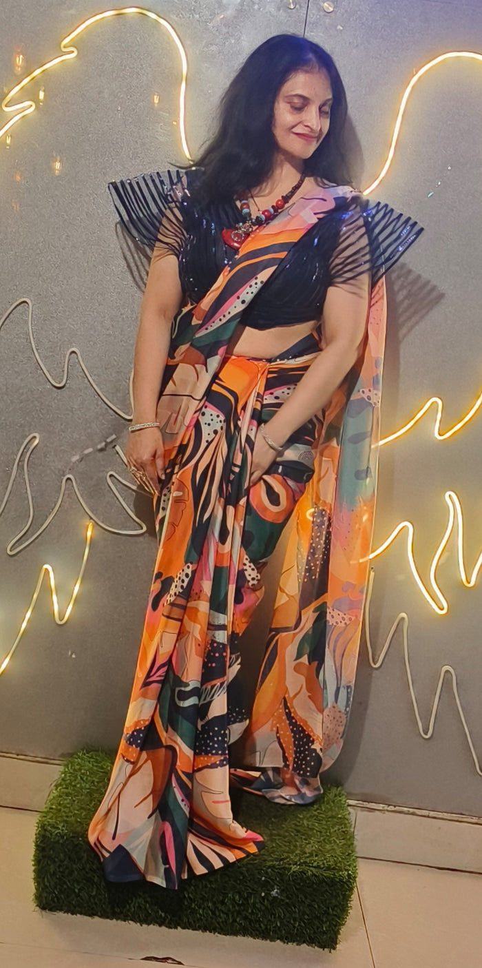 Abstract Print Saree