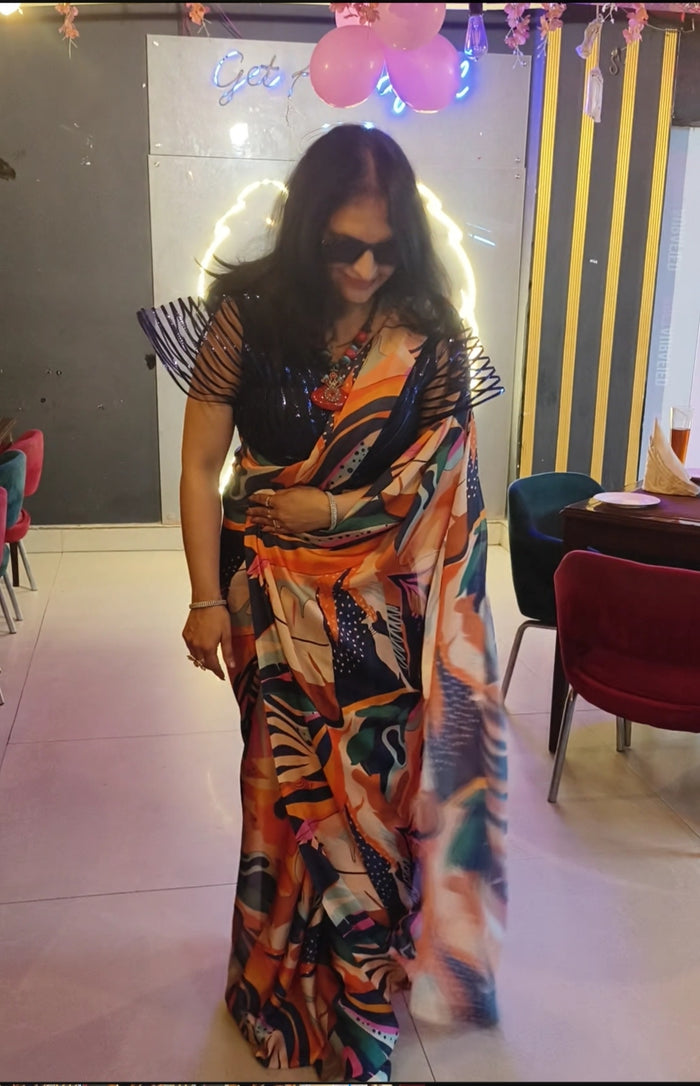 Abstract Print Saree