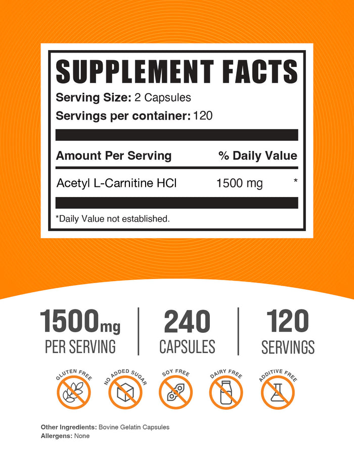 ALCAR HCl 240 capsules label