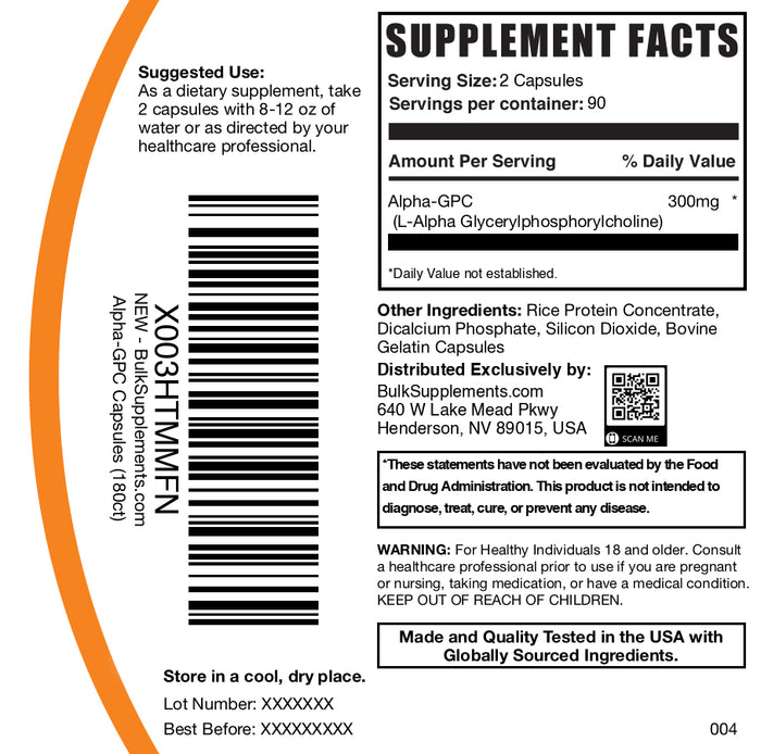 Alpha-GPC 180 capsules label