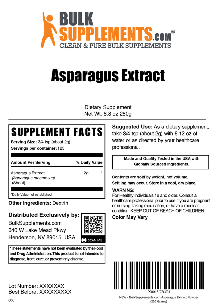 Asparagus Extract powder label 250g