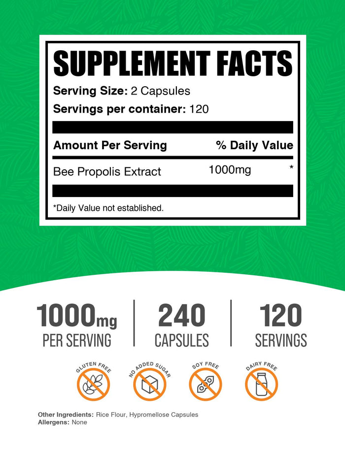 Bee Propolis Extract Capsules 240ct Label