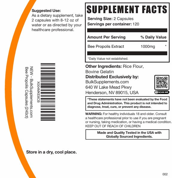 Bee Propolis Capsules 240ct Plain Label