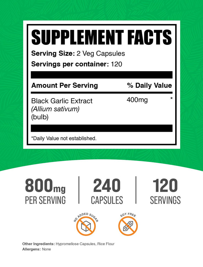 Black Garlic Extract Capsules 240ct Label