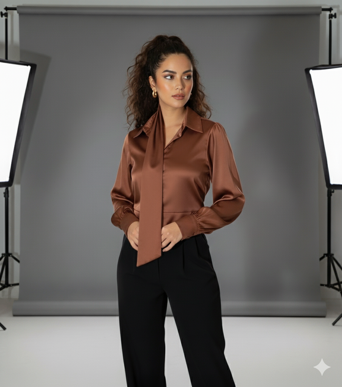 Brown Cropped Shirt