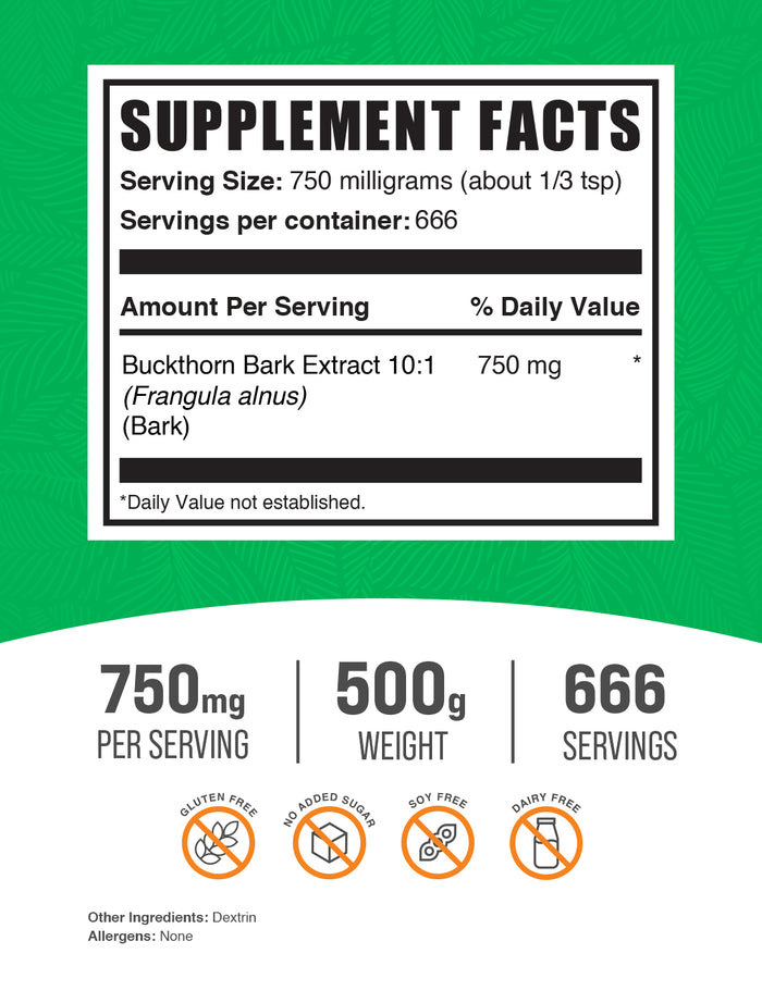Buckthorn Bark Extract powder label 500g
