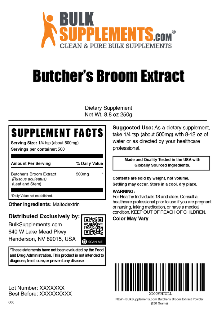 Butcher's Broom Extract powder label 250g