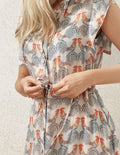 Ivory Rooster Button Down Midi Dress