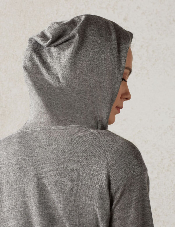 Heather Grey Cashmere Raglan Hoodie