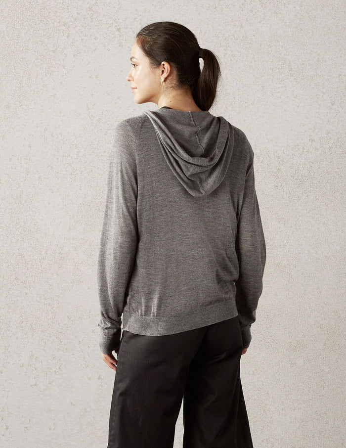 Heather Grey Cashmere Raglan Hoodie