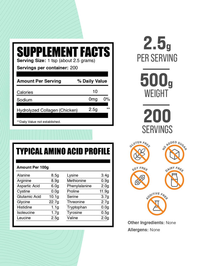 Chicken collagen powder label 500g