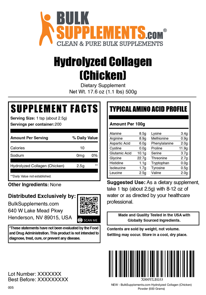 Chicken collagen powder label 500g