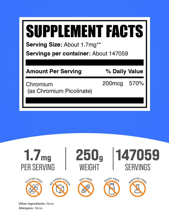Chromium picolinate powder label 250g