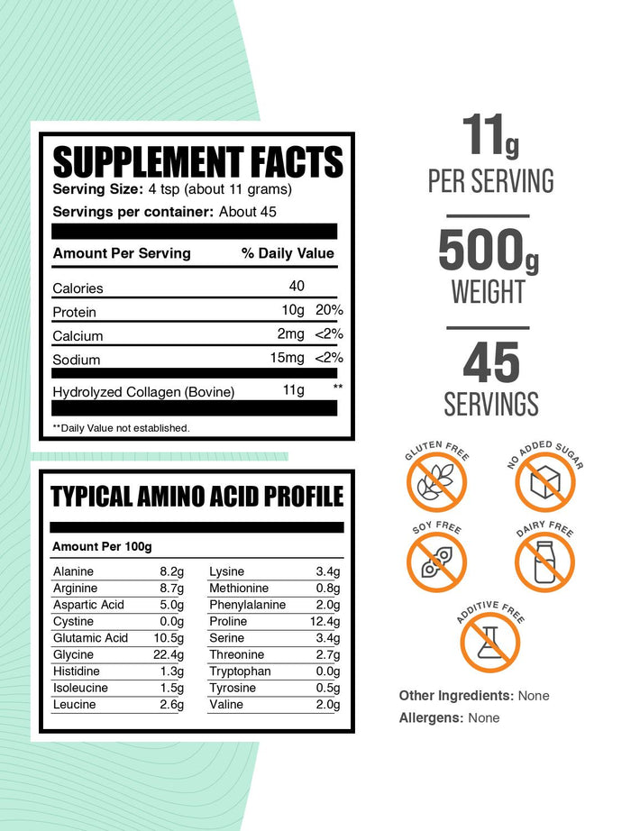 Collagen peptides powder label 500g