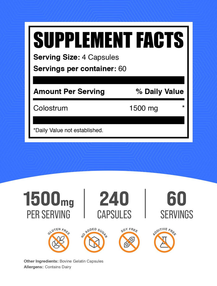 Colostrum 240 capsules label