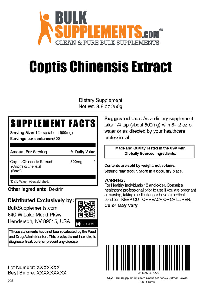 Coptis chinensis extract powder label 250g
