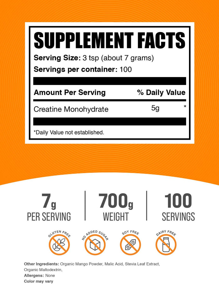 Creatine Monohydrate Mango Tango Label
