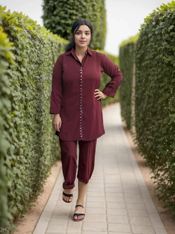 Crepe mirror work co-ord set