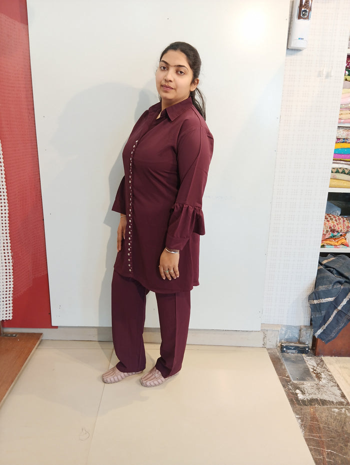 Crepe mirror work co-ord set