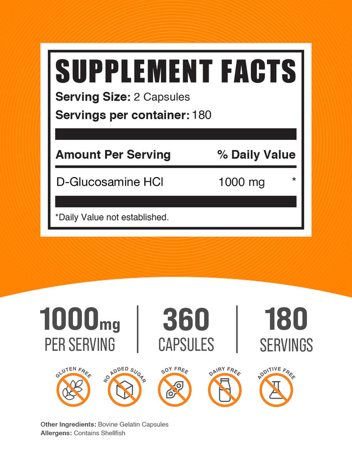 D-Glucosamine HCl 360 capsules label