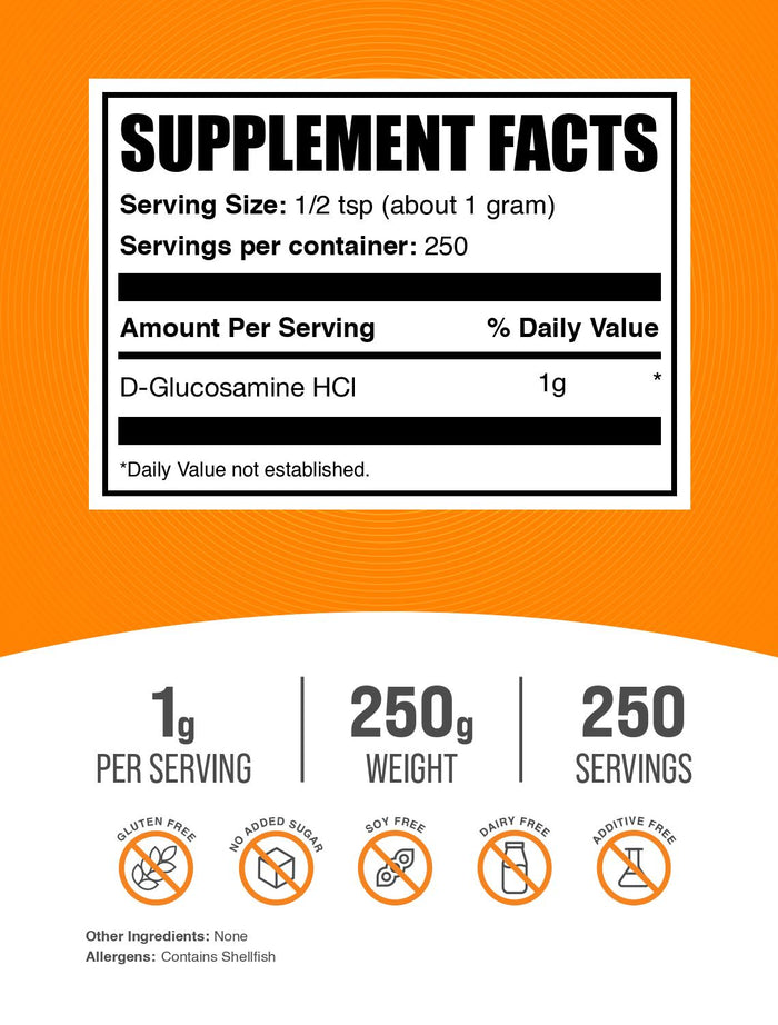 D-Glucosamine HCl powder label 250g