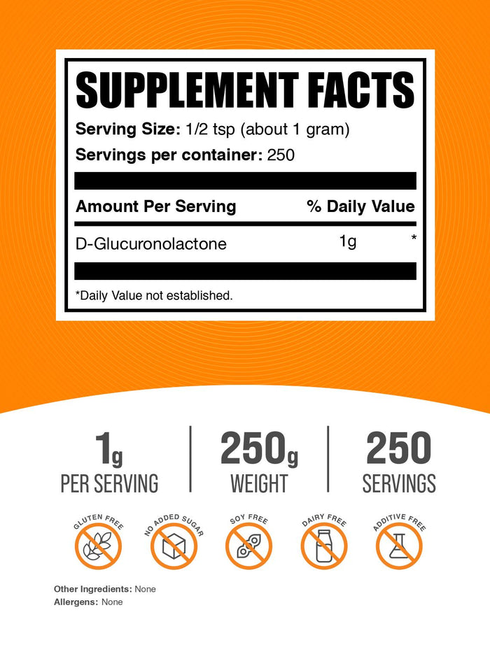 D-Glucuronolactone Powder 250g Label