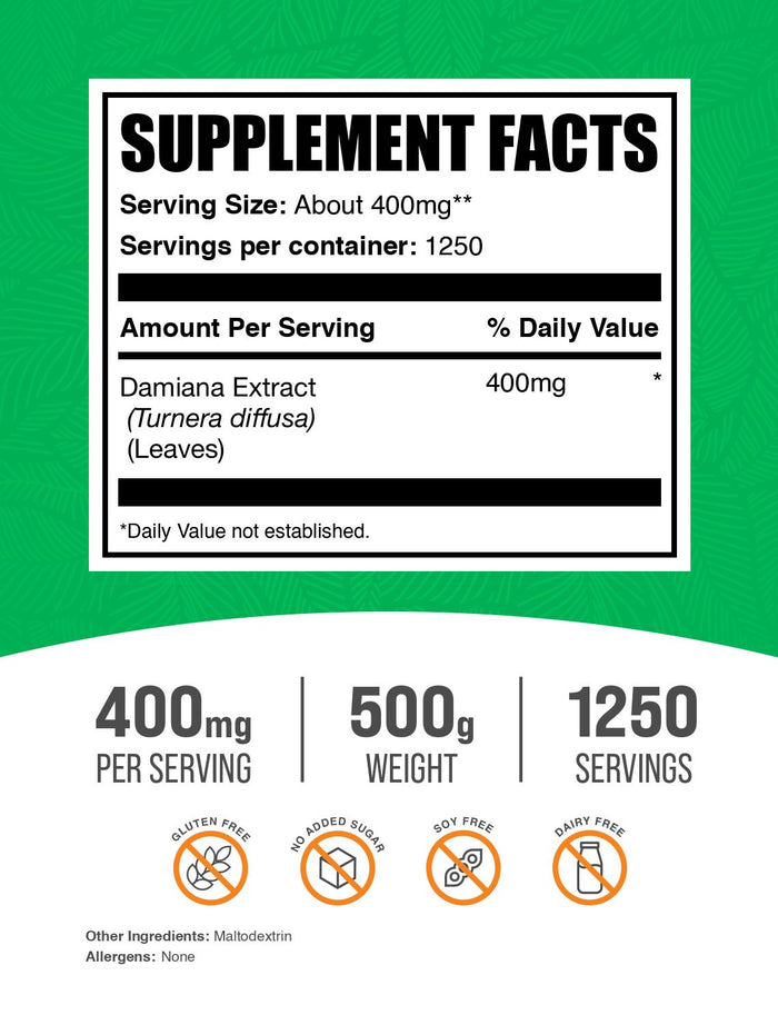 Damiana extract powder label 500g