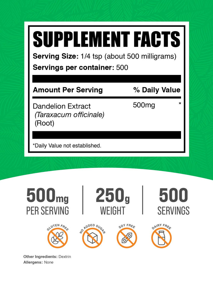 Dandelion extract powder label 250g