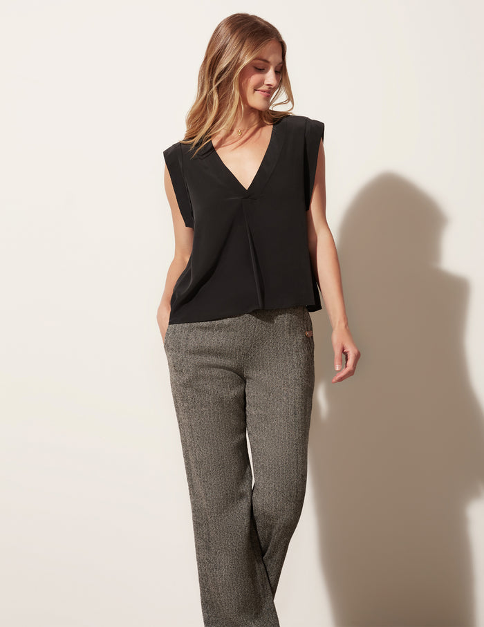 Deep V Pleat Top